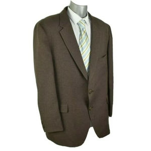 42R Johnny Carson Wool Sport Coat Blazer Brown Bronze Buttons Vintage